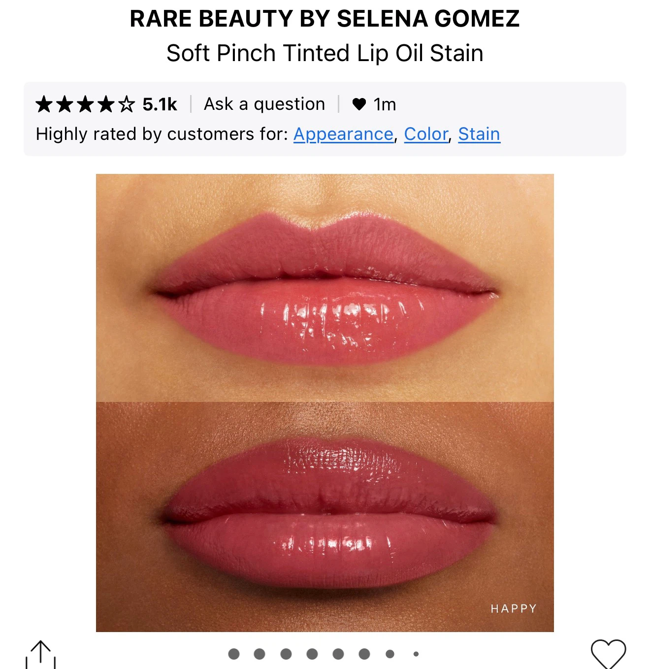 Rare Beauty Soft Pinch Tinted Lip Oil Stain - Happy - photo 2
