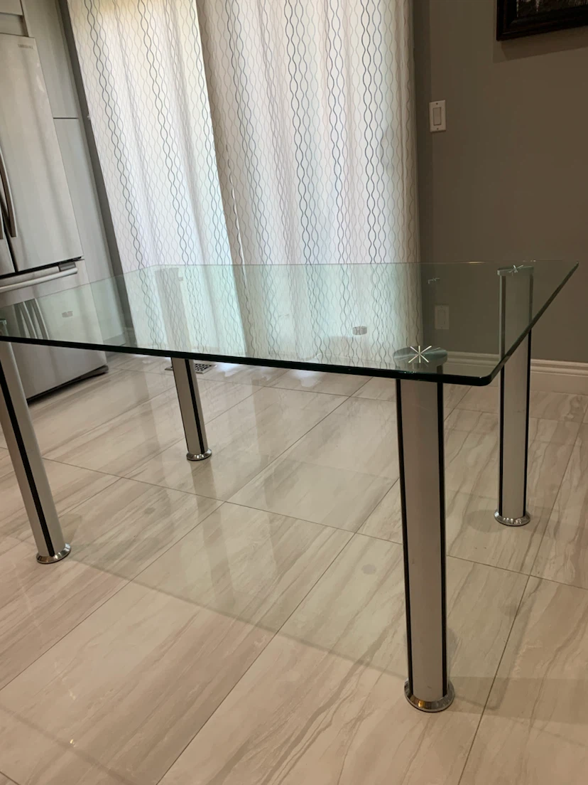 Glass Top Dining Table with Chrome Legs