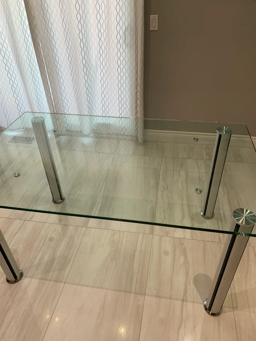 Glass Top Dining Table with Chrome Legs - photo 2