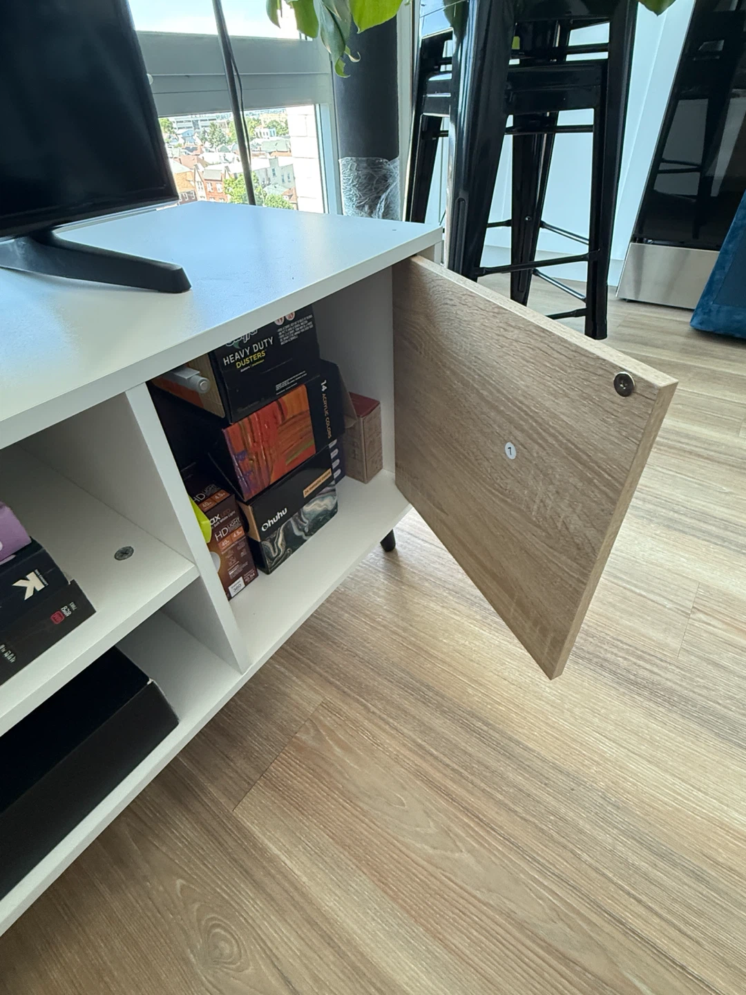 White and Wood Media Console TV Stand - photo 3