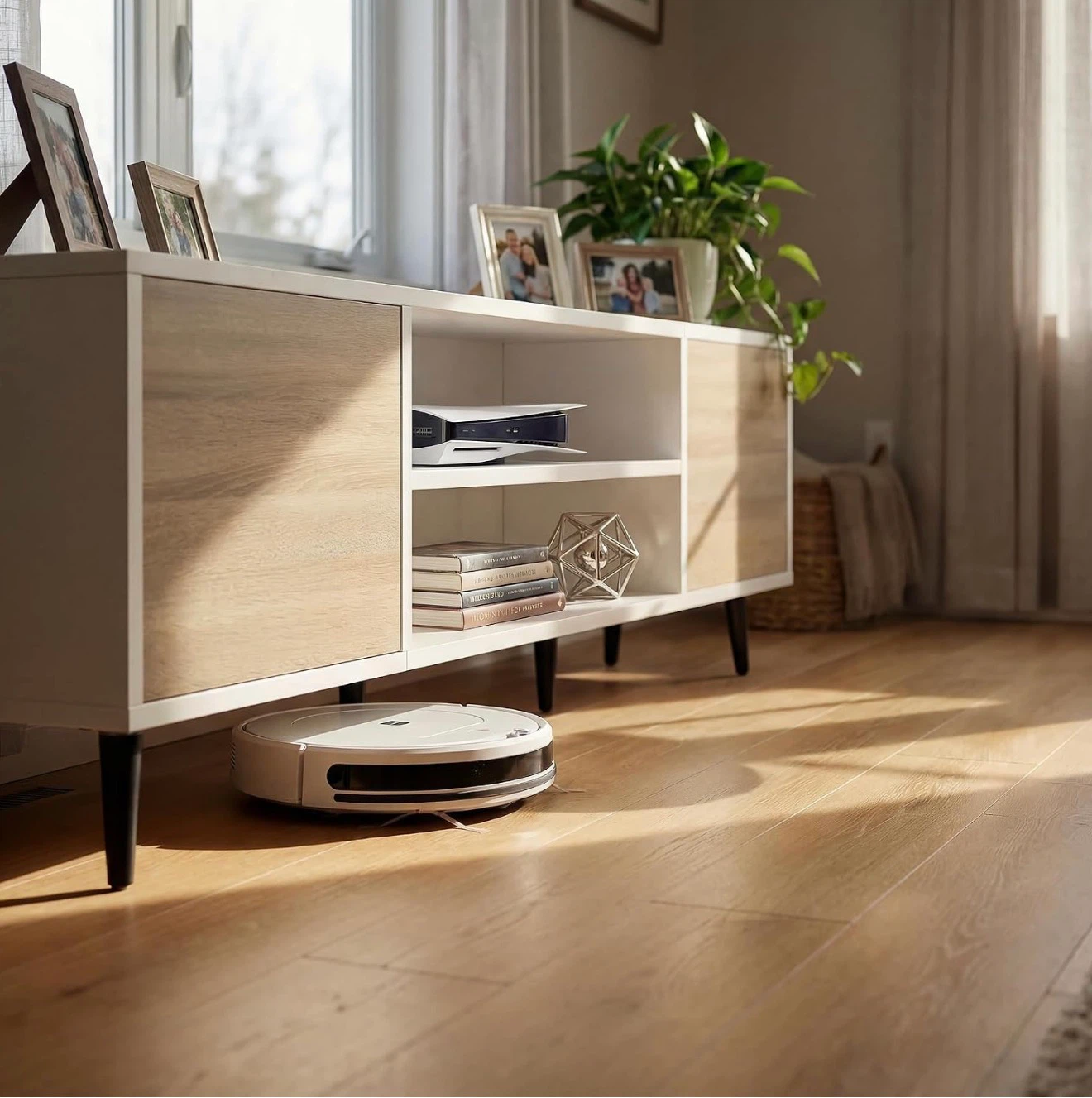 White and Wood Media Console TV Stand - photo 5