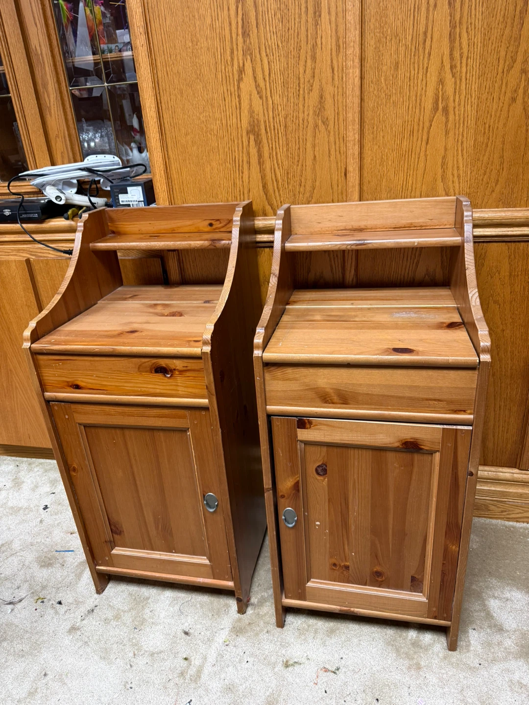 Pair of Pine Wood Nightstands