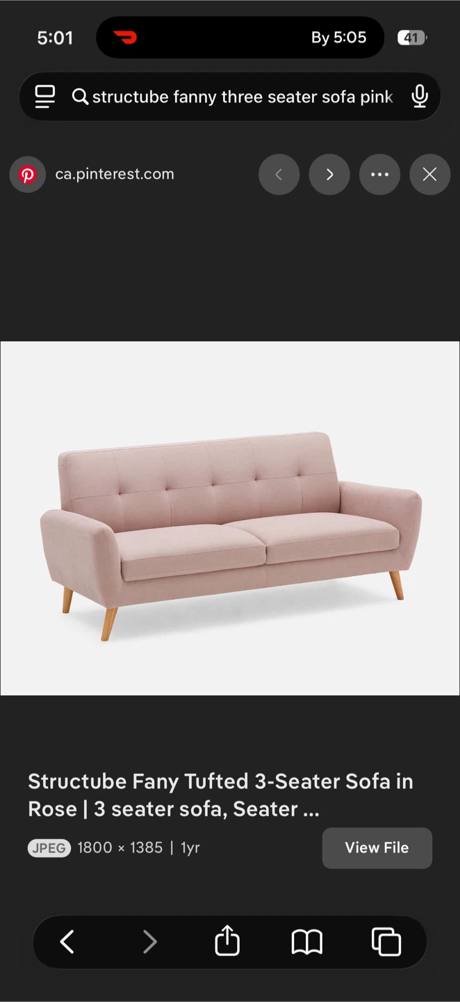 Structube 3-Seater Sofa - Rose
