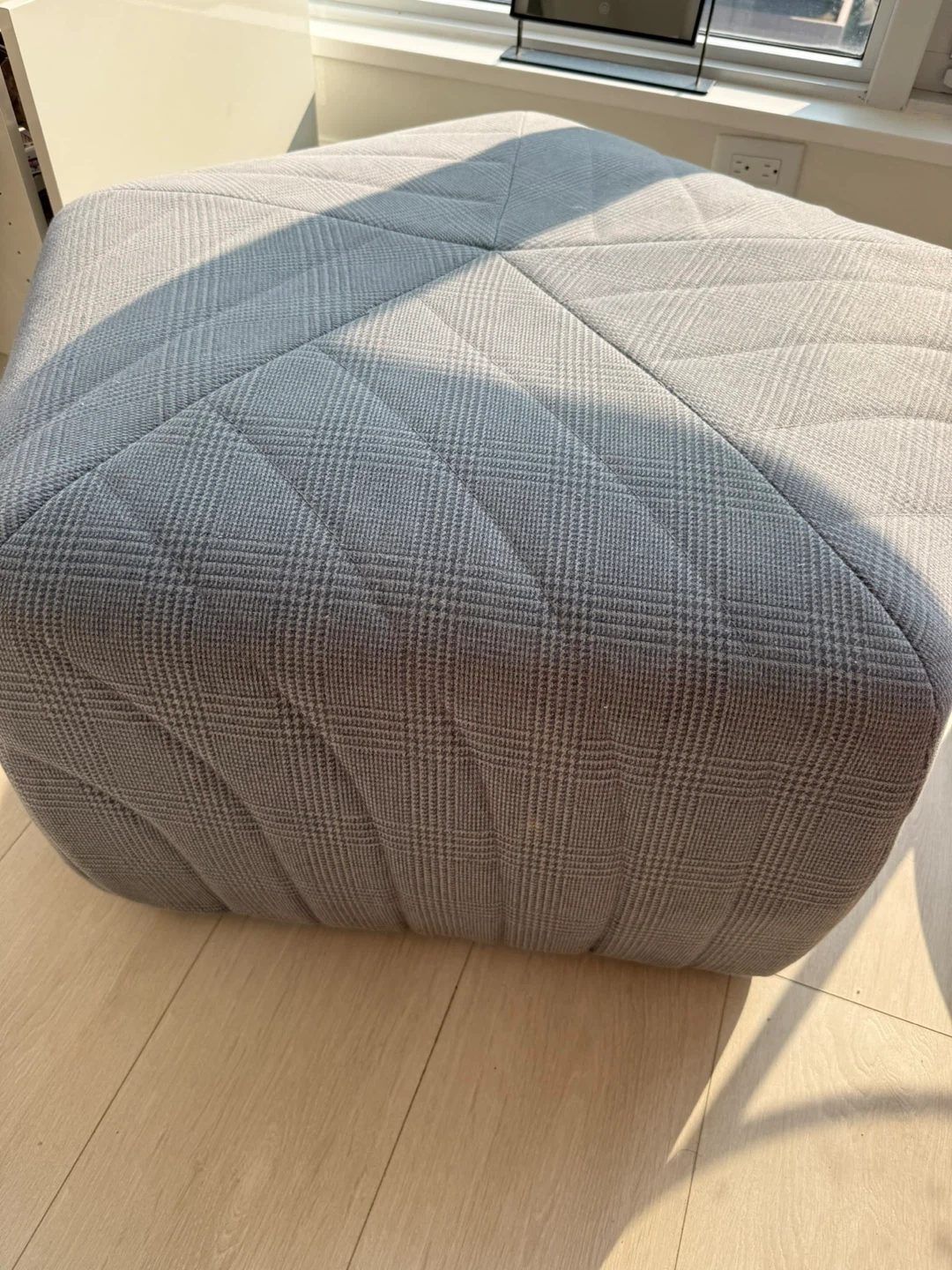 Grey Plaid Ottoman - photo 2