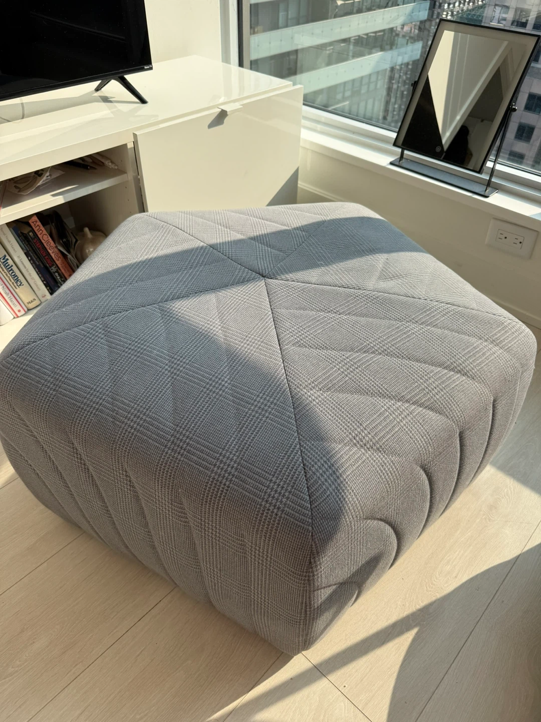 Grey Plaid Ottoman - photo 3
