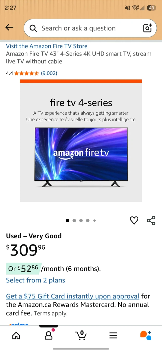 Amazon Fire TV 43" 4-Series 4K UHD Smart TV