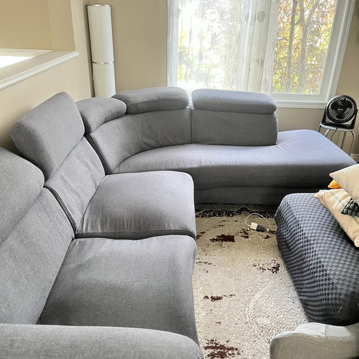 Grey Sectional Sofa with Adjustable Headrests - photo 4