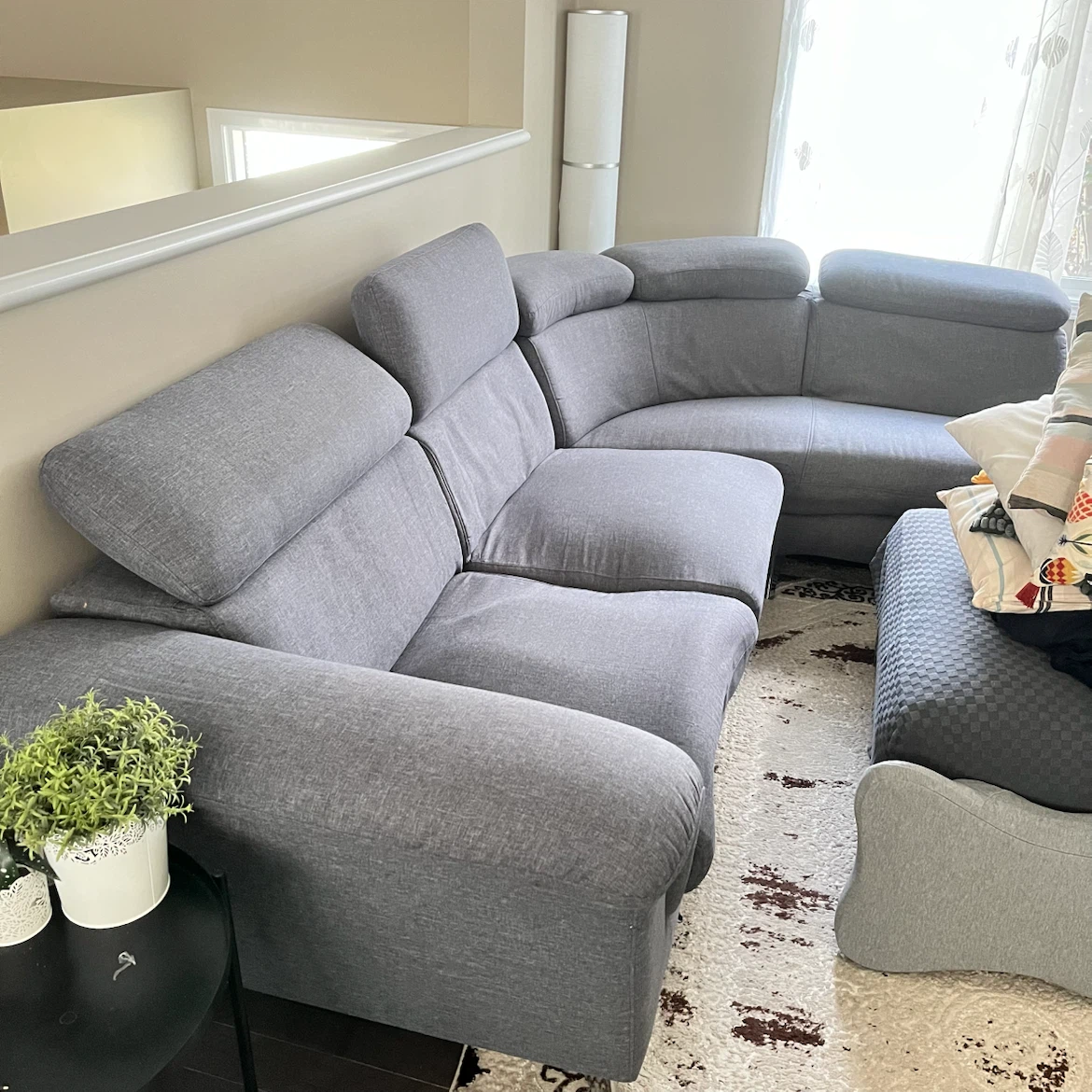 Grey Sectional Sofa with Adjustable Headrests - photo 5