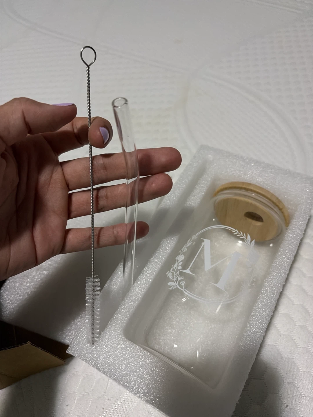 Glass Tumbler with Lid and Straw Brush - photo 2