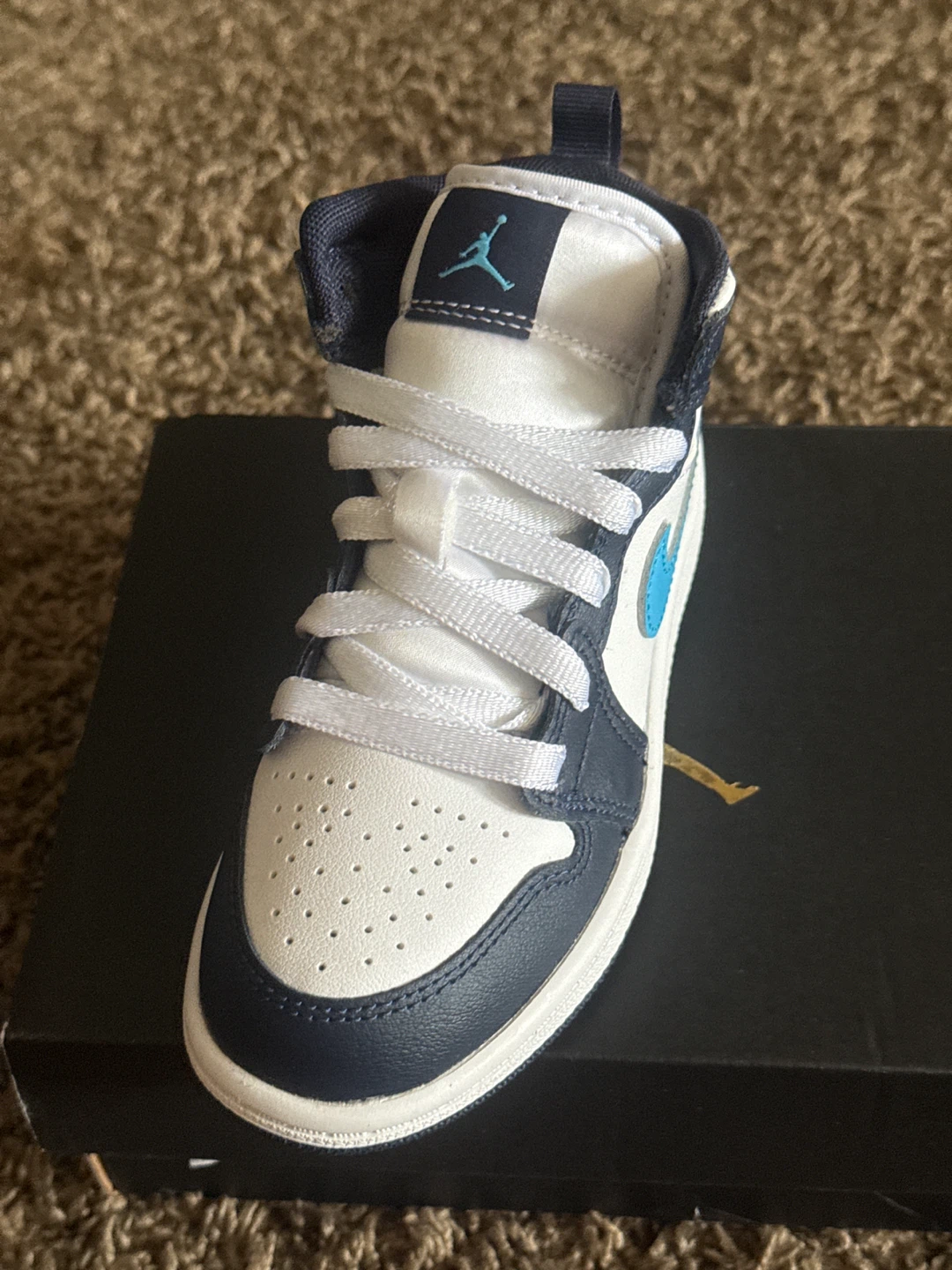 Jordan 1 Mid TD Navy White Toddler Shoes 11.5 - photo 2