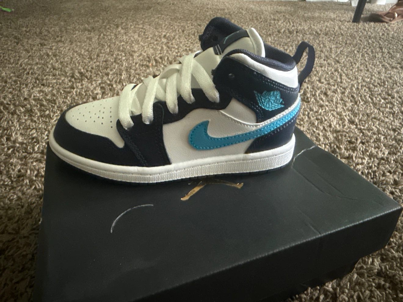 Jordan 1 Mid TD Navy White Toddler Shoes 11.5 - photo 3