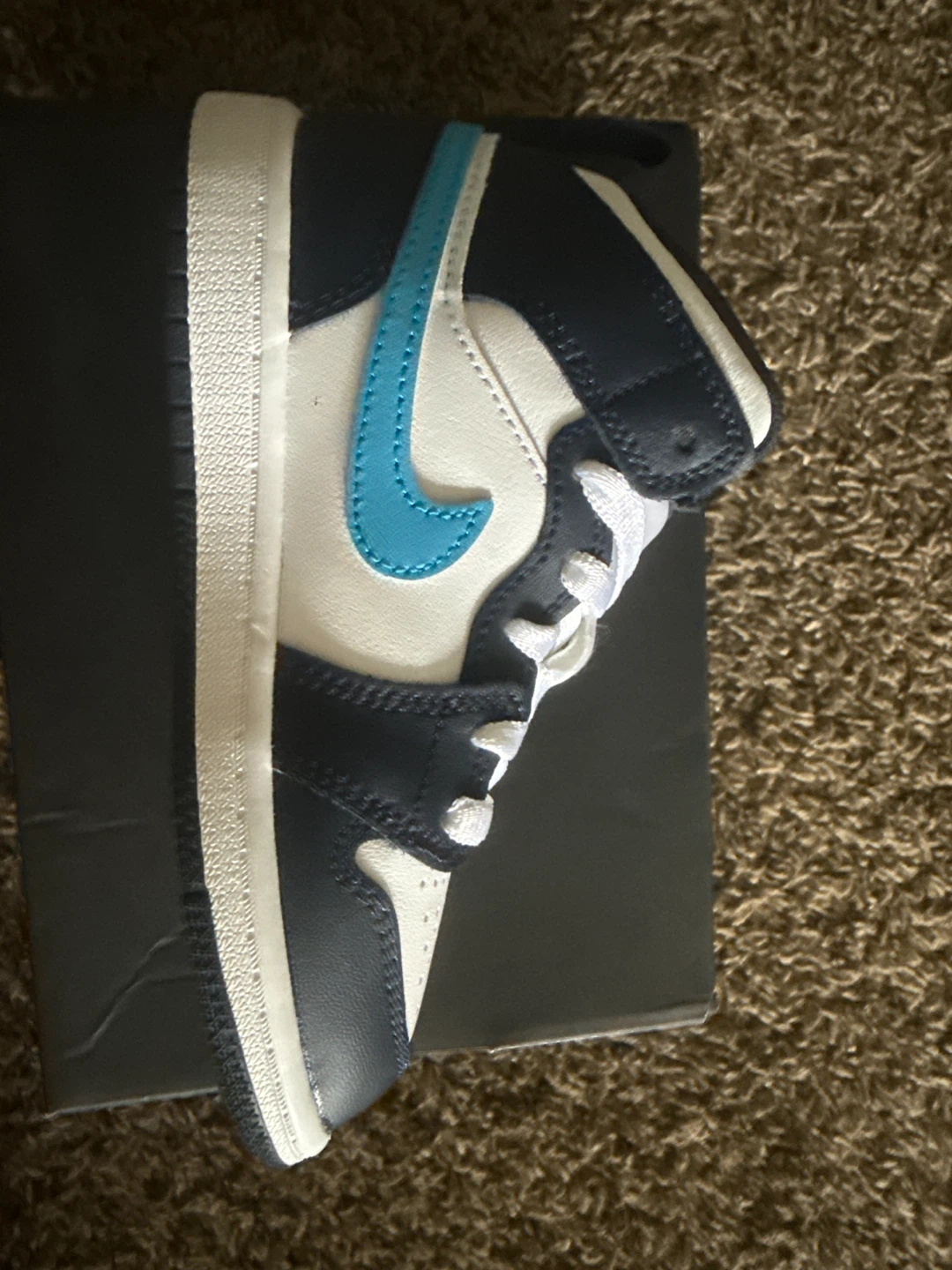 Jordan 1 Mid TD Navy White Toddler Shoes 11.5 - photo 4
