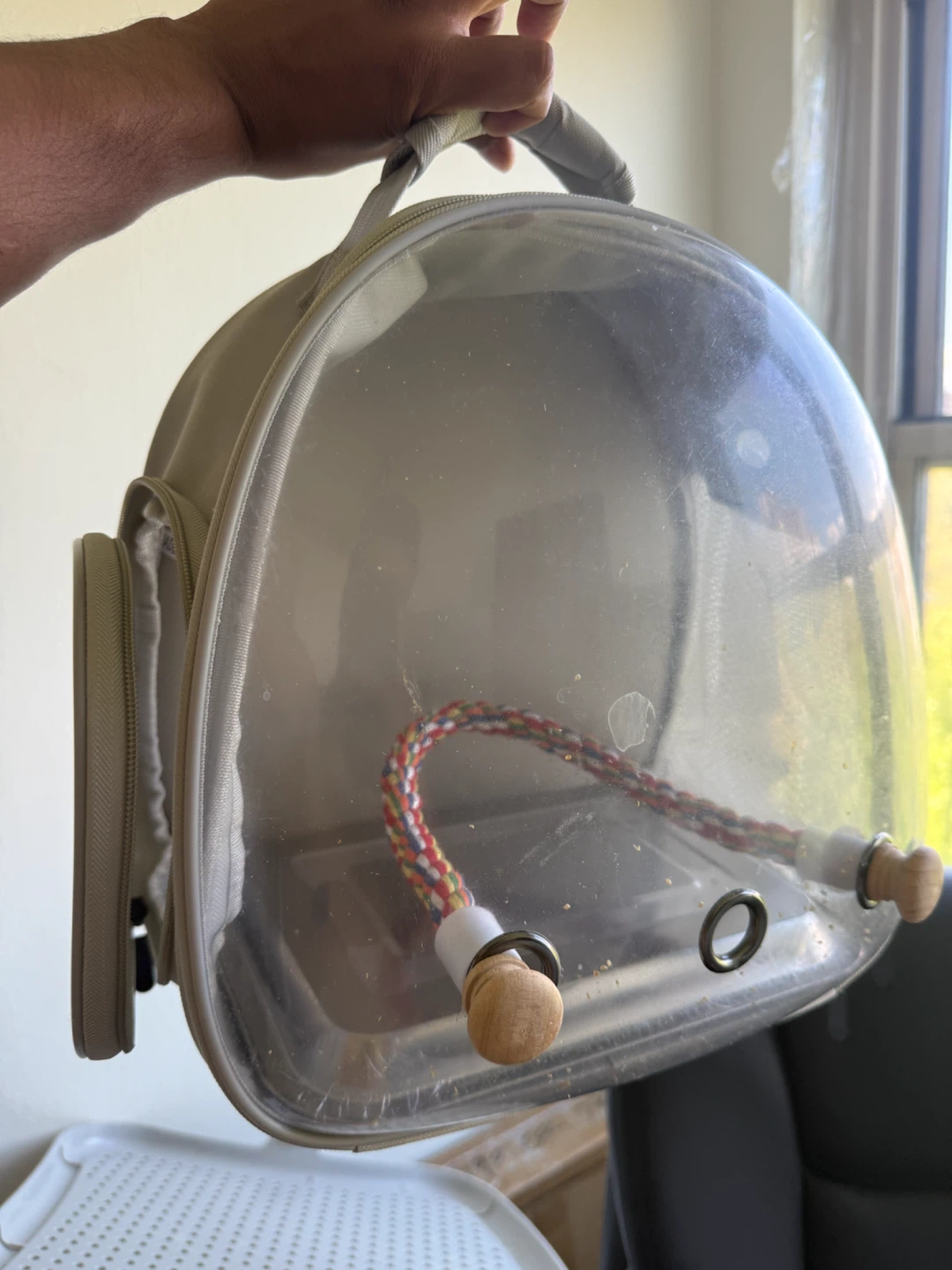 Clear Bird Carrier Backpack with Perch - photo 2