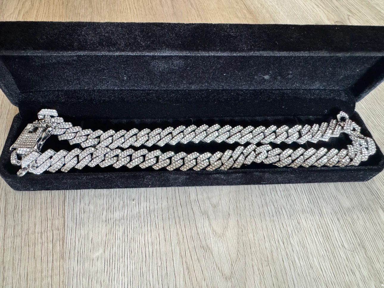 NEW Platinum Plated 14mm Simulated Diamond Cuban Link Necklace - photo 2