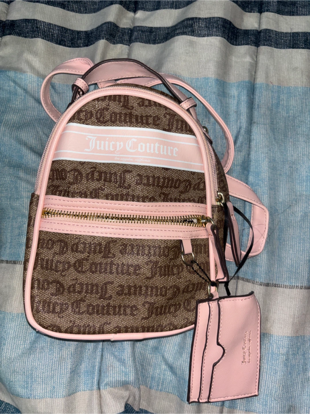Brown and pink monogram mini backpack