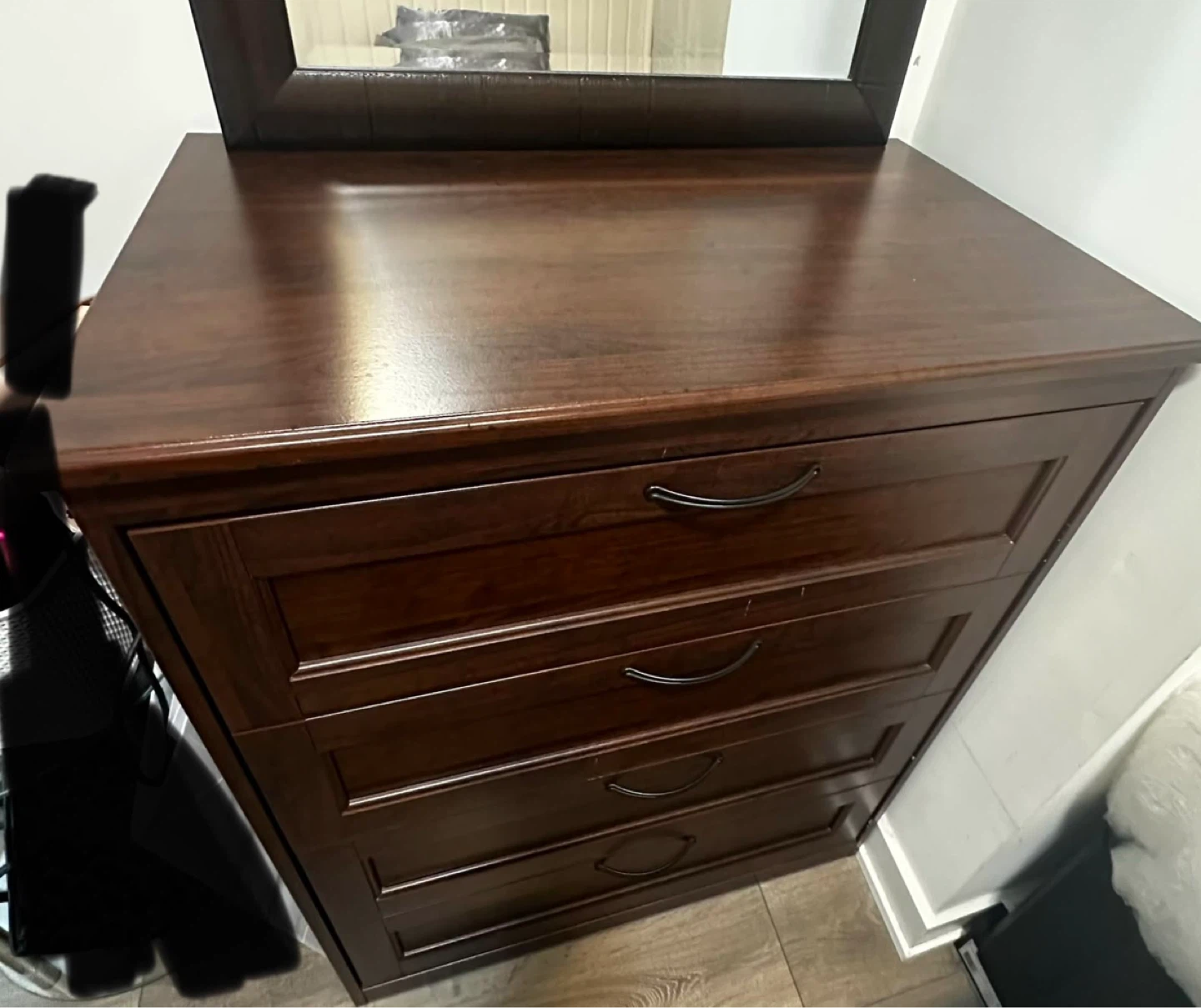 IKEA Dark Wood 4-Drawer Dresser with Mirror - photo 4