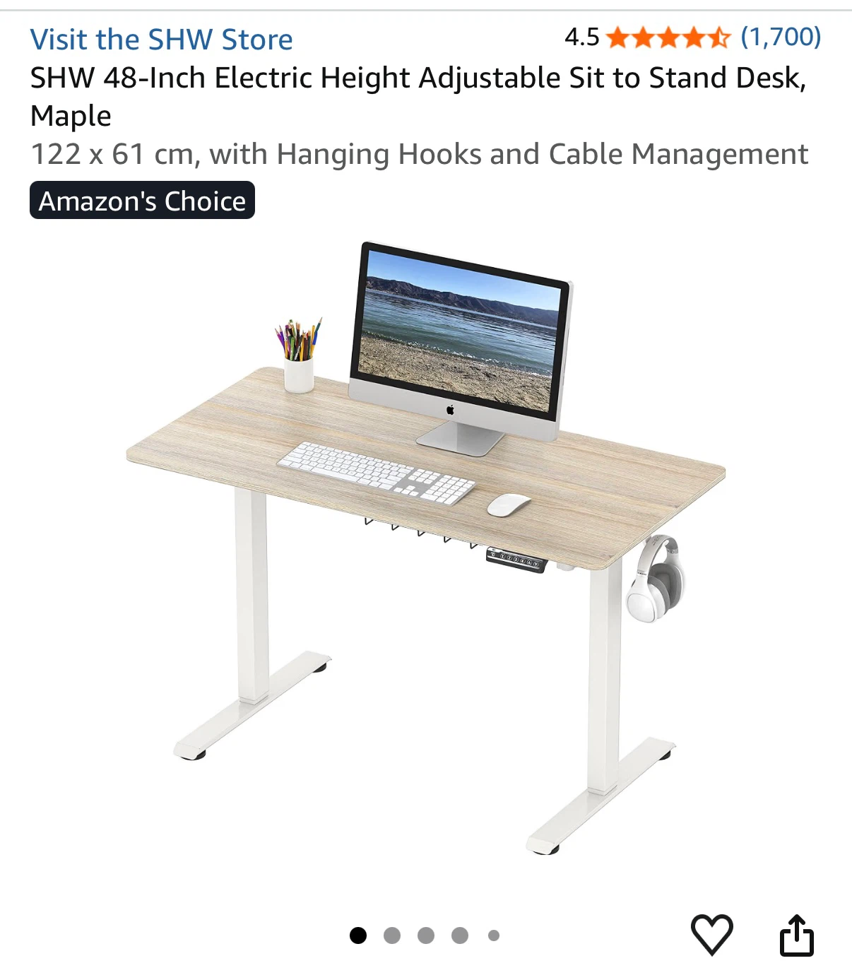 Amazon Electric Height Adjustable Standing Desk, Maple