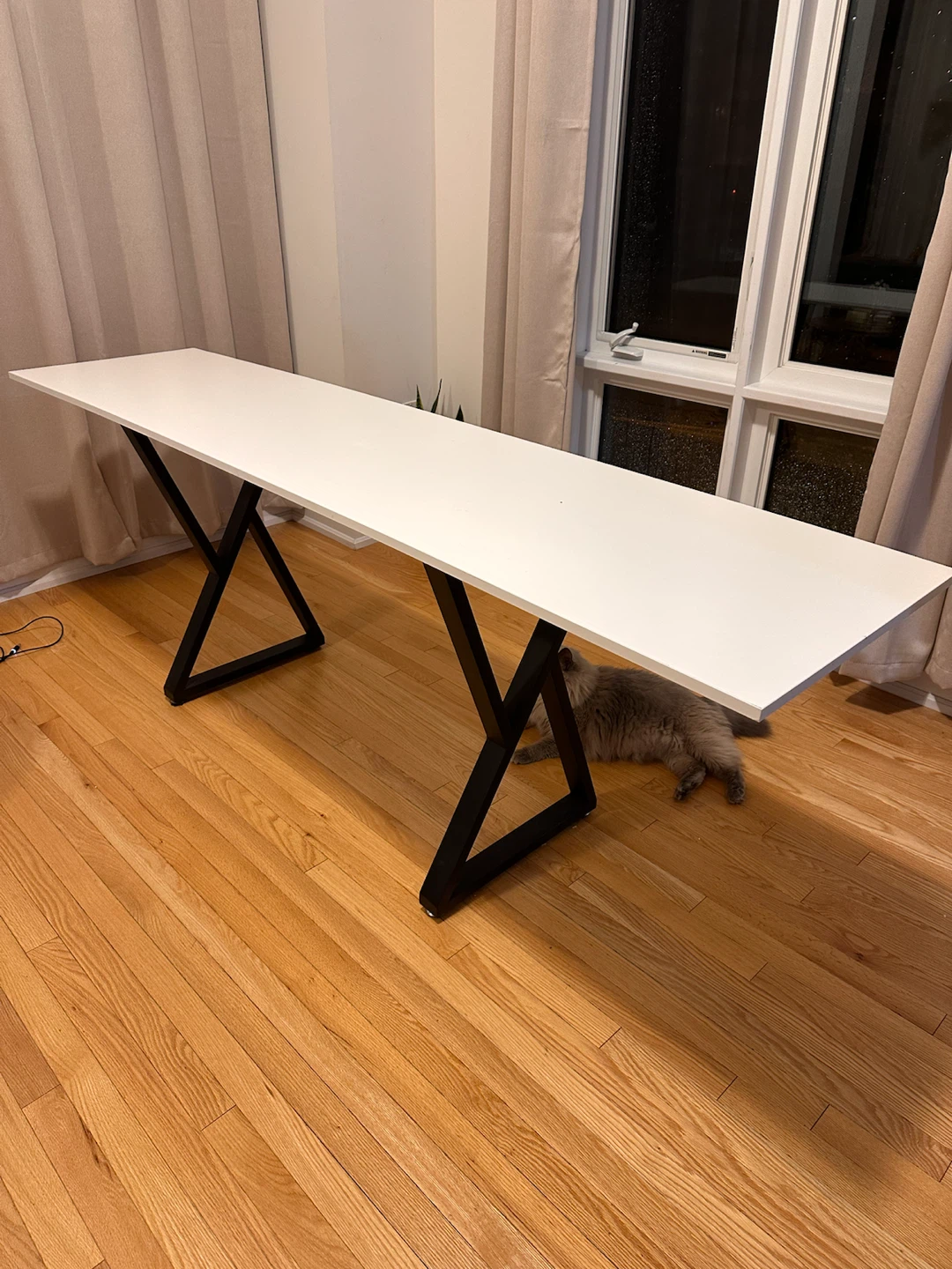 White Table with Black Geometric Legs - photo 2