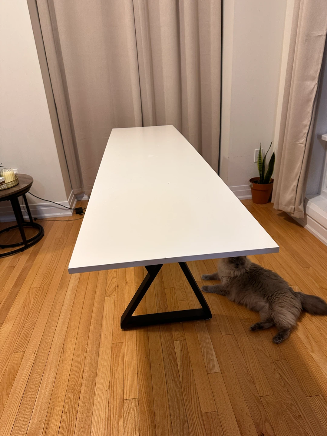 White Table with Black Geometric Legs - photo 3