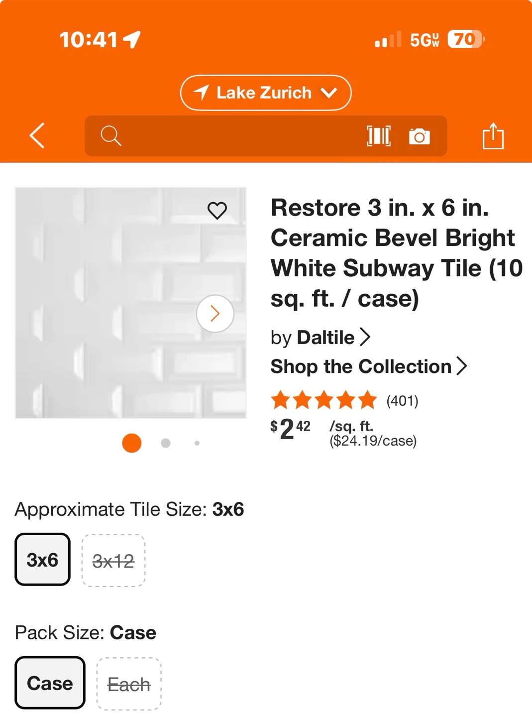 Daltile Restore 3x6 White Ceramic Subway Tile Case - photo 3