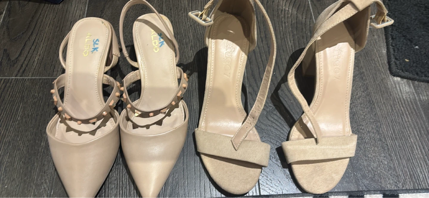 ALDO & Fuego7 Beige Studded Heels and Strappy Sandals