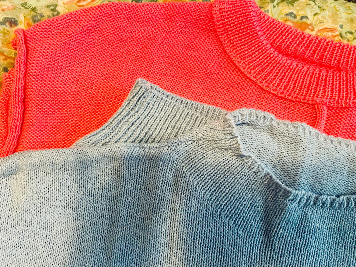 2 Knitted Tops - lipstick Pink & Pale Blue - photo 4