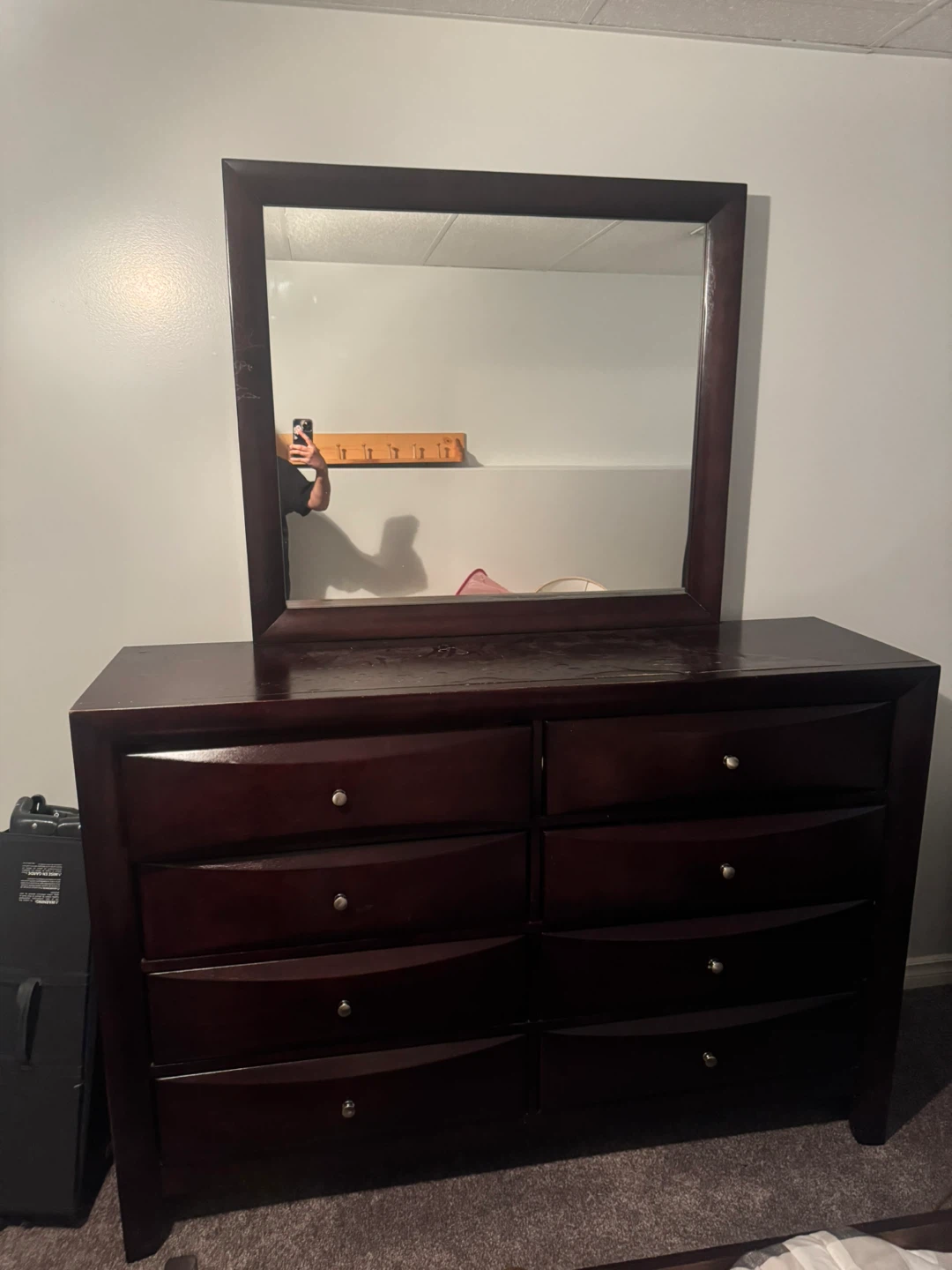 Dark Wood Dresser with Mirror