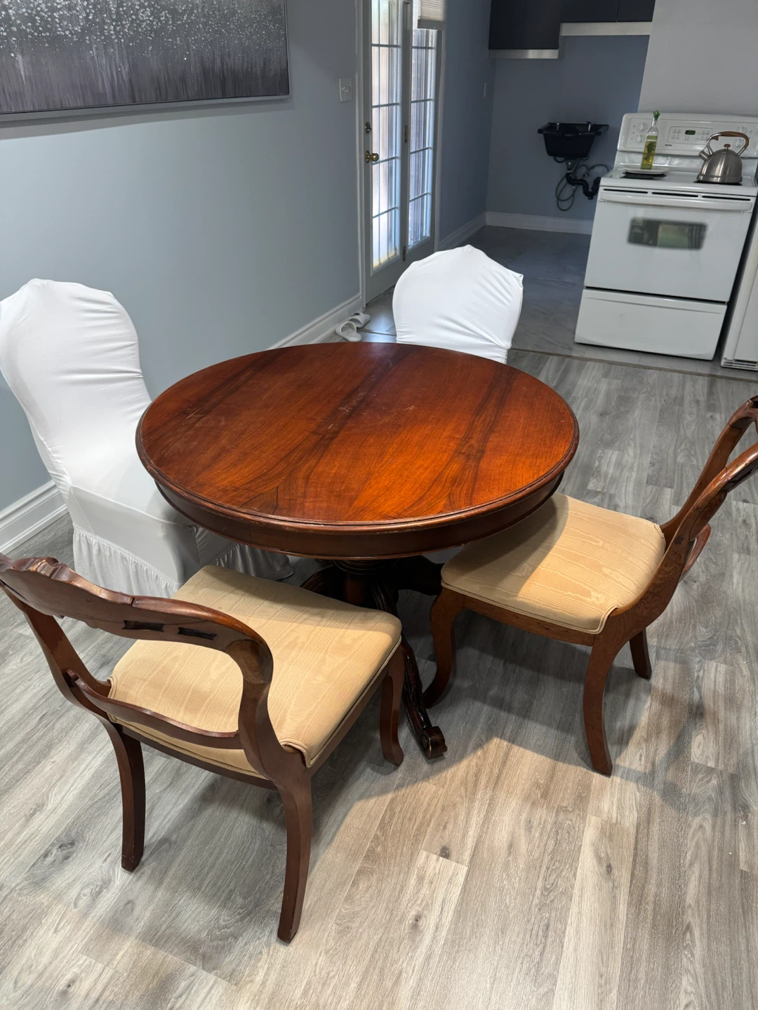 Antique Wooden Dining Table Set (4 Chairs) - photo 3