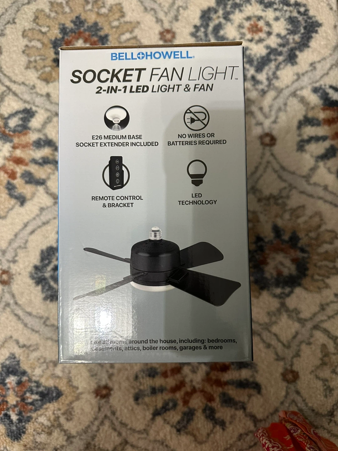 BNIB Bell+Howell Socket Fan Light 2-in-1 LED Light & Fan - photo 2