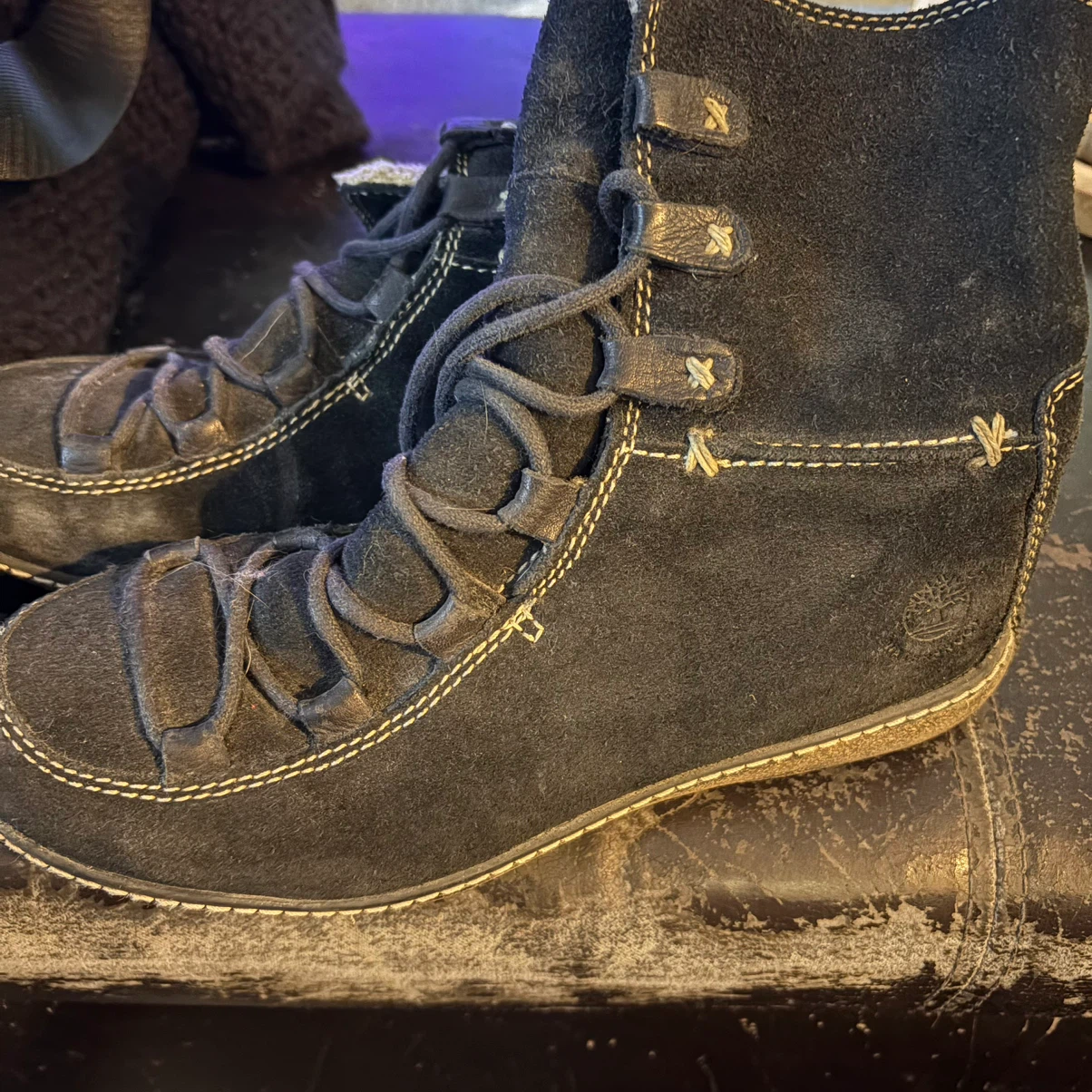 Timberland Black Suede Lace-Up Boots
