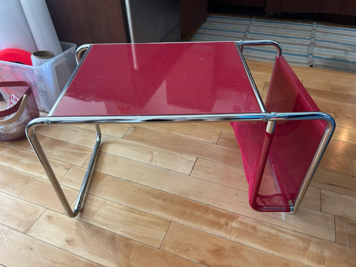 Red Magazine Rack Side Table