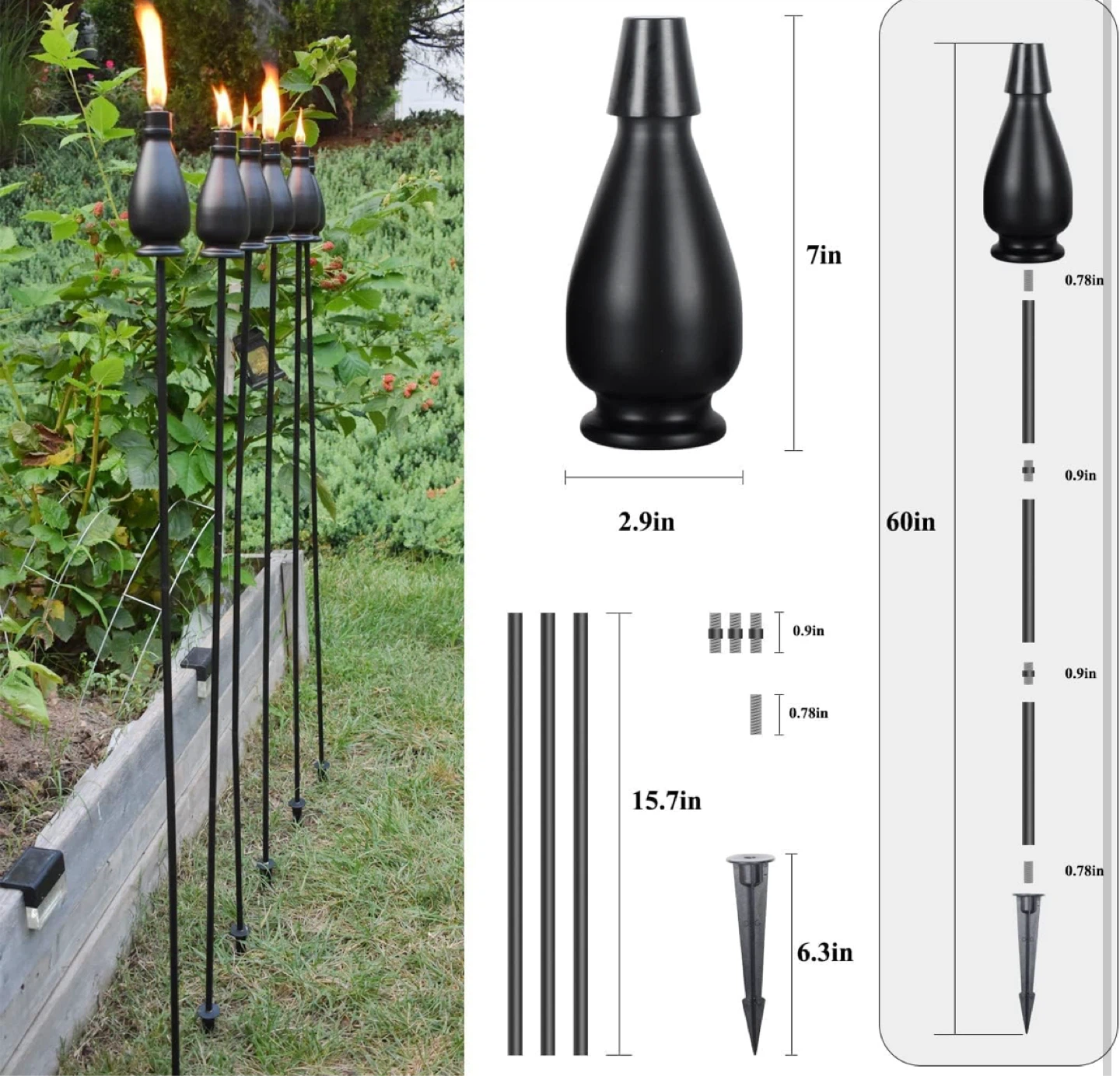 Brand New - (6) pack of 60inch tall citronella torches - photo 3