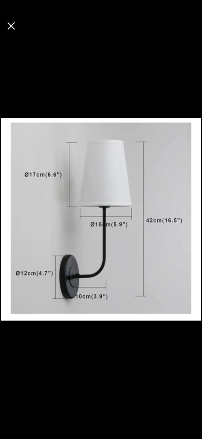 Vintage Style Wall Sconces White Fabric Shade, Hardwired - photo 3
