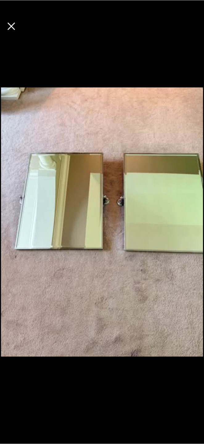 Pivoting, chrome framed vanity, bathroom mirrors