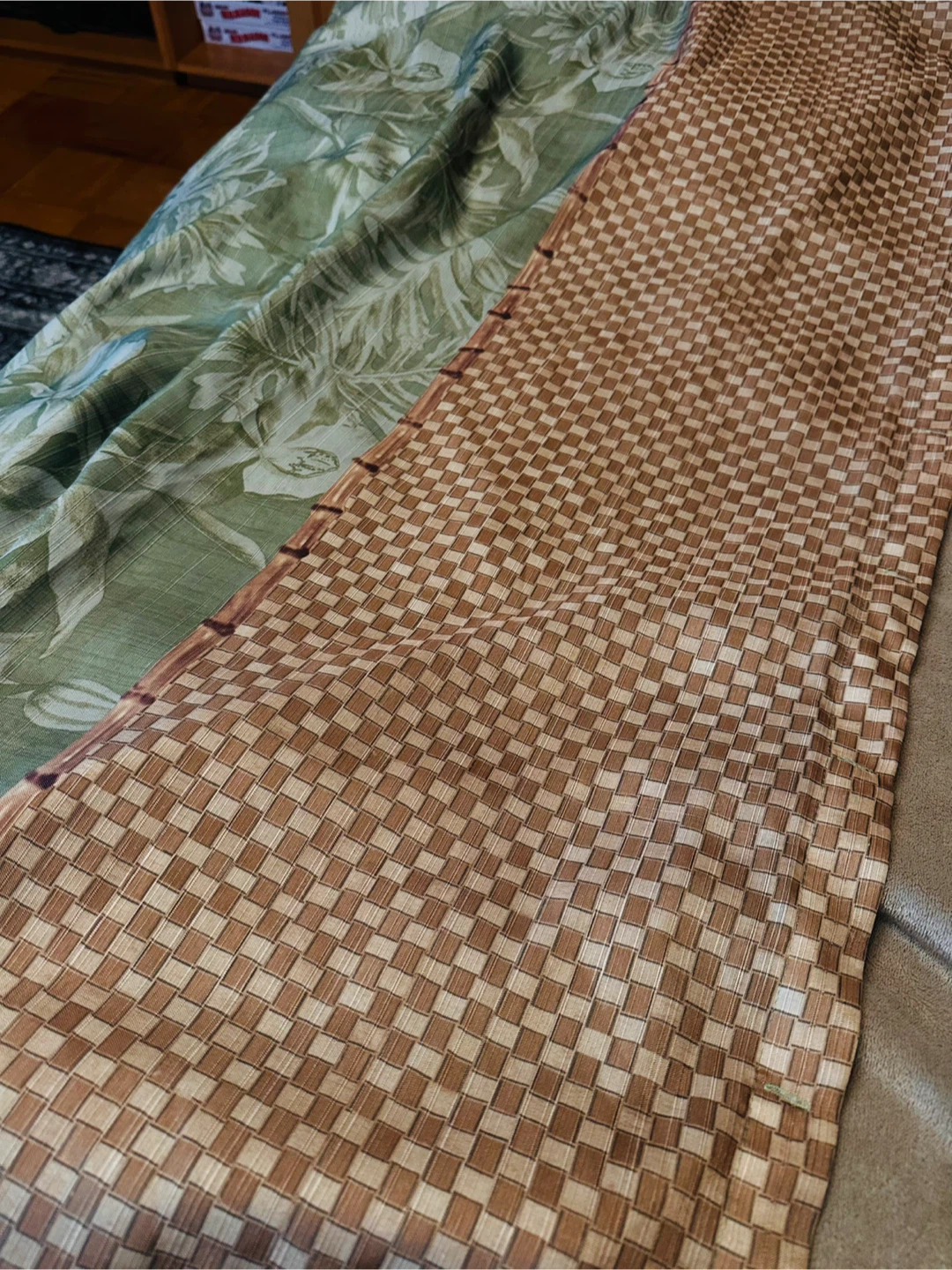 Floral and Checkered Polyester Shower Curtain - photo 2