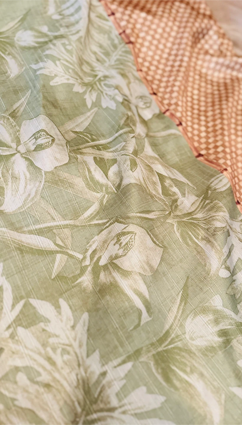 Floral and Checkered Polyester Shower Curtain - photo 5