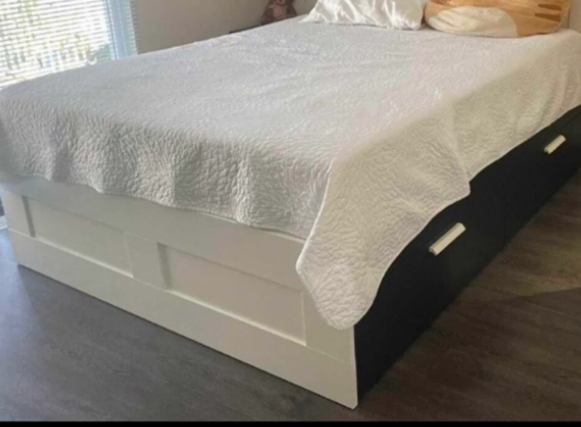 Queen Bed Frame with Storage Drawers