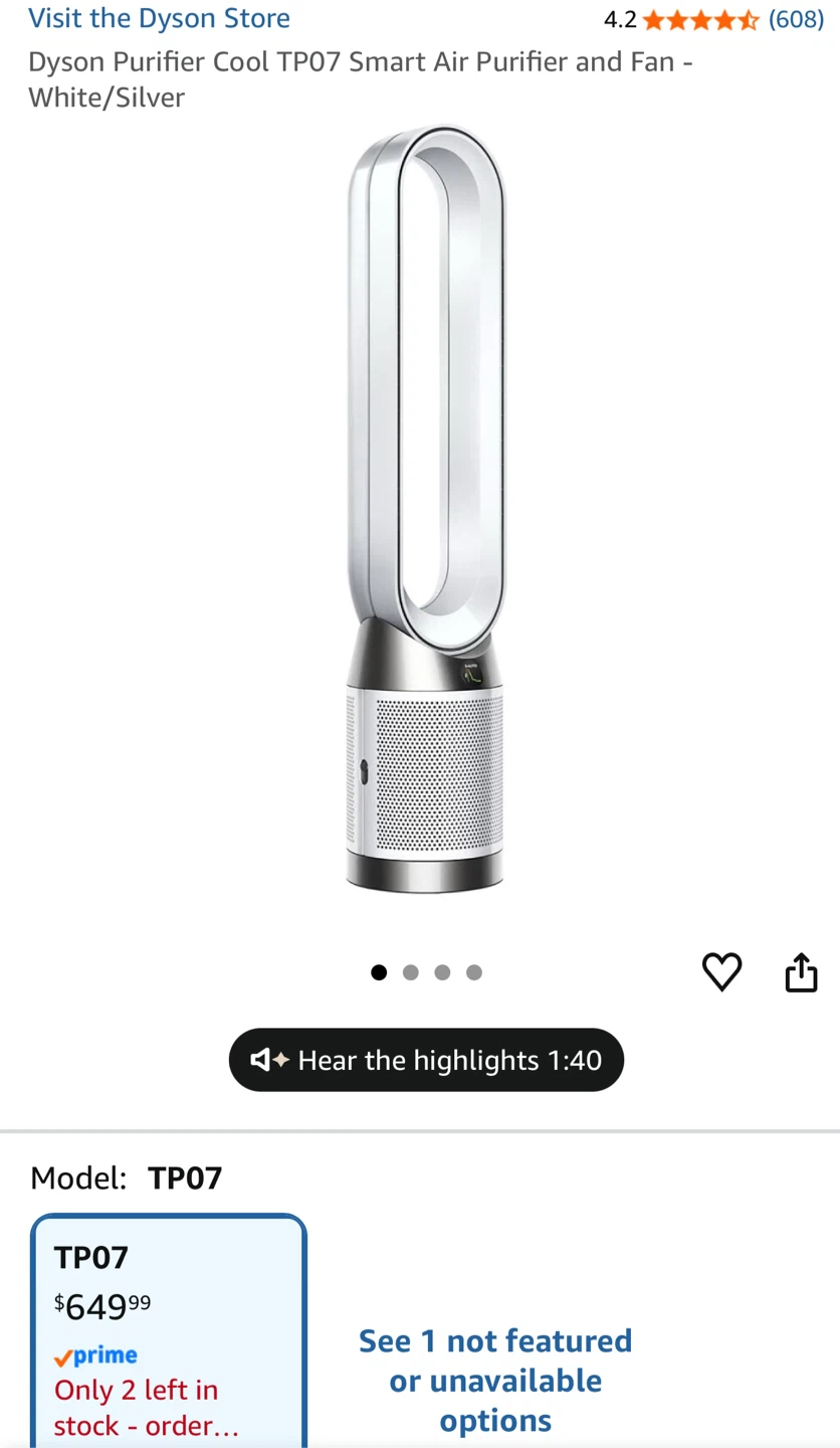 Dyson Purifier Cool TP07 Air Purifier & Fan - photo 2