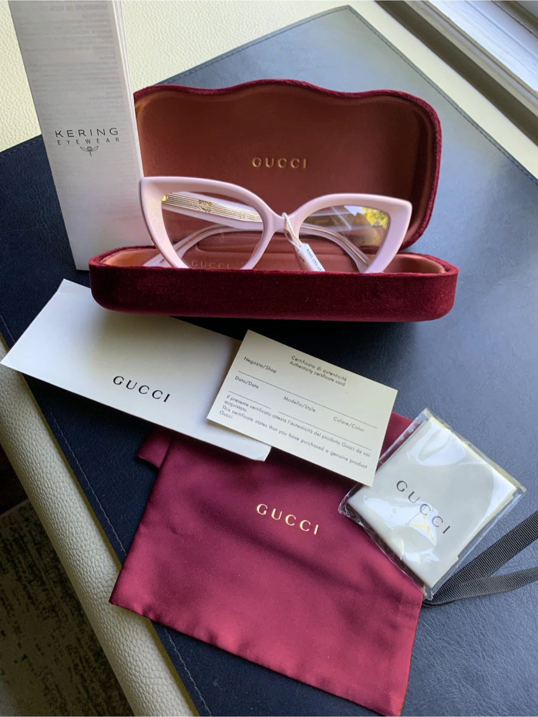 Large Gucci GG15500 Eyeglasses - White/Pink Cat Eye - photo 2