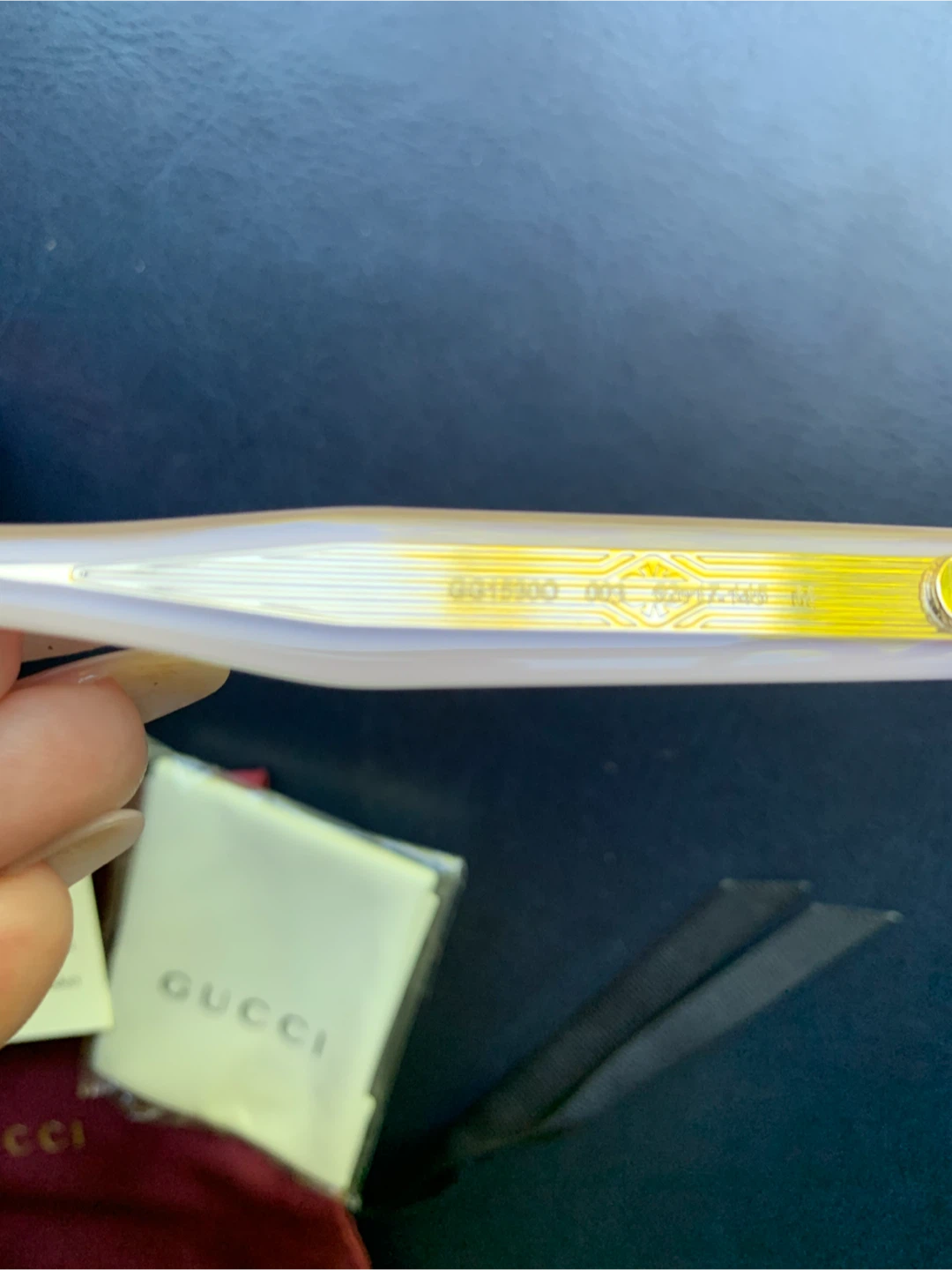 Large Gucci GG15500 Eyeglasses - White/Pink Cat Eye - photo 4