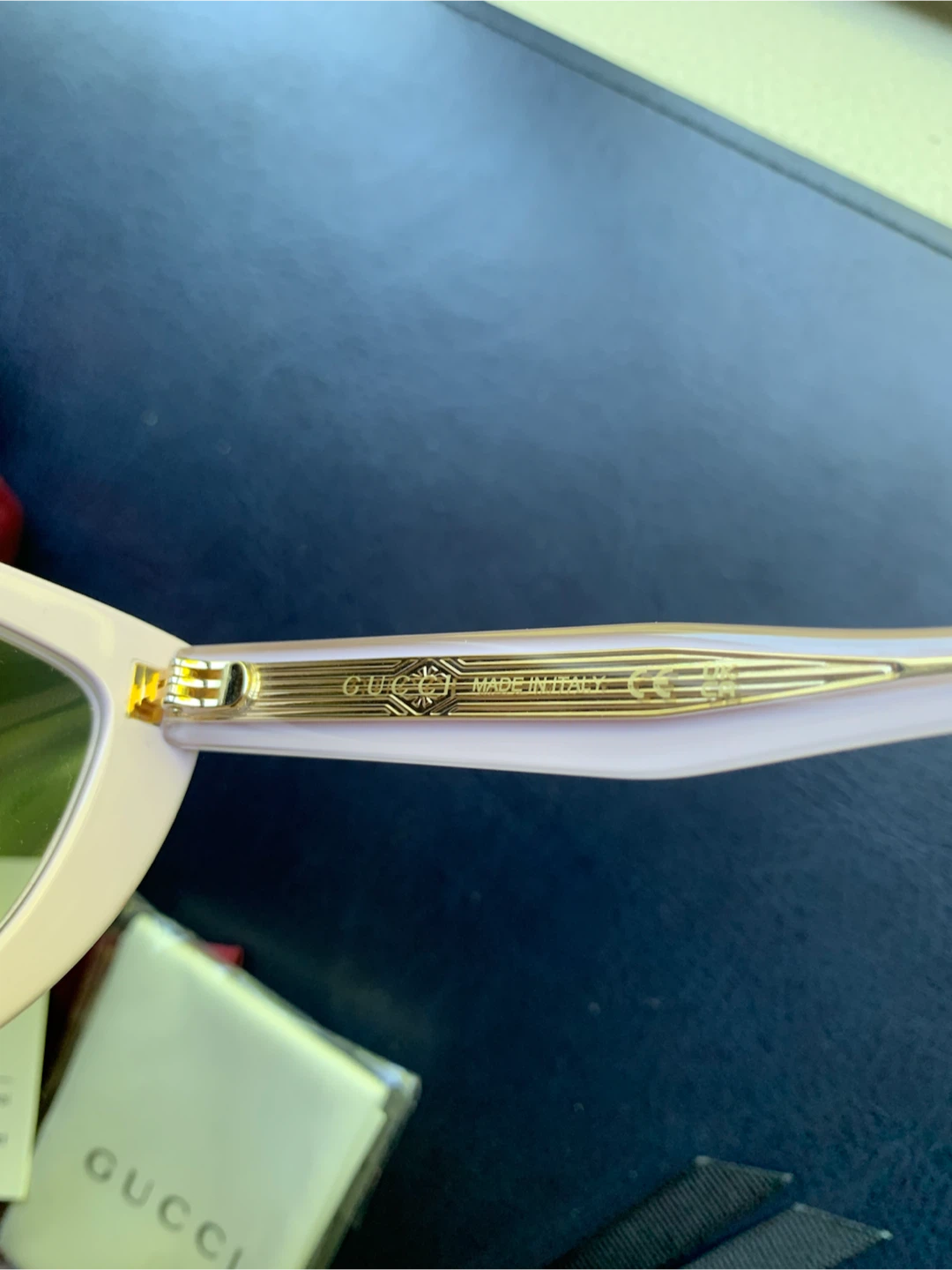 Large Gucci GG15500 Eyeglasses - White/Pink Cat Eye - photo 5