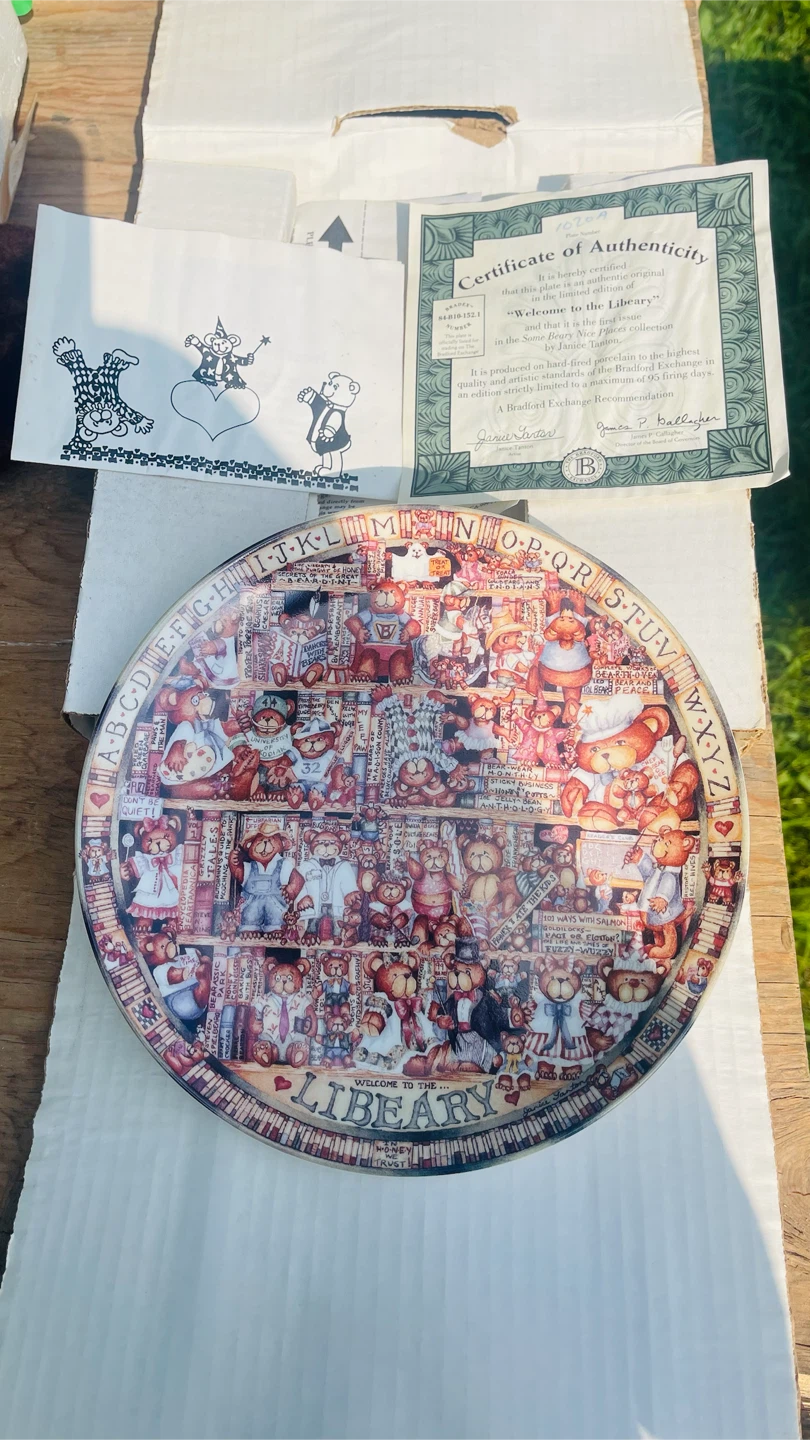 Welcome to the Library" Collector Plate by Janice Tanton