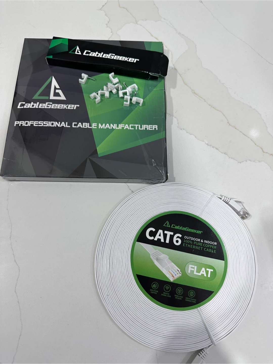 CableGeeker Cat6 Flat Ethernet Cable 50ft