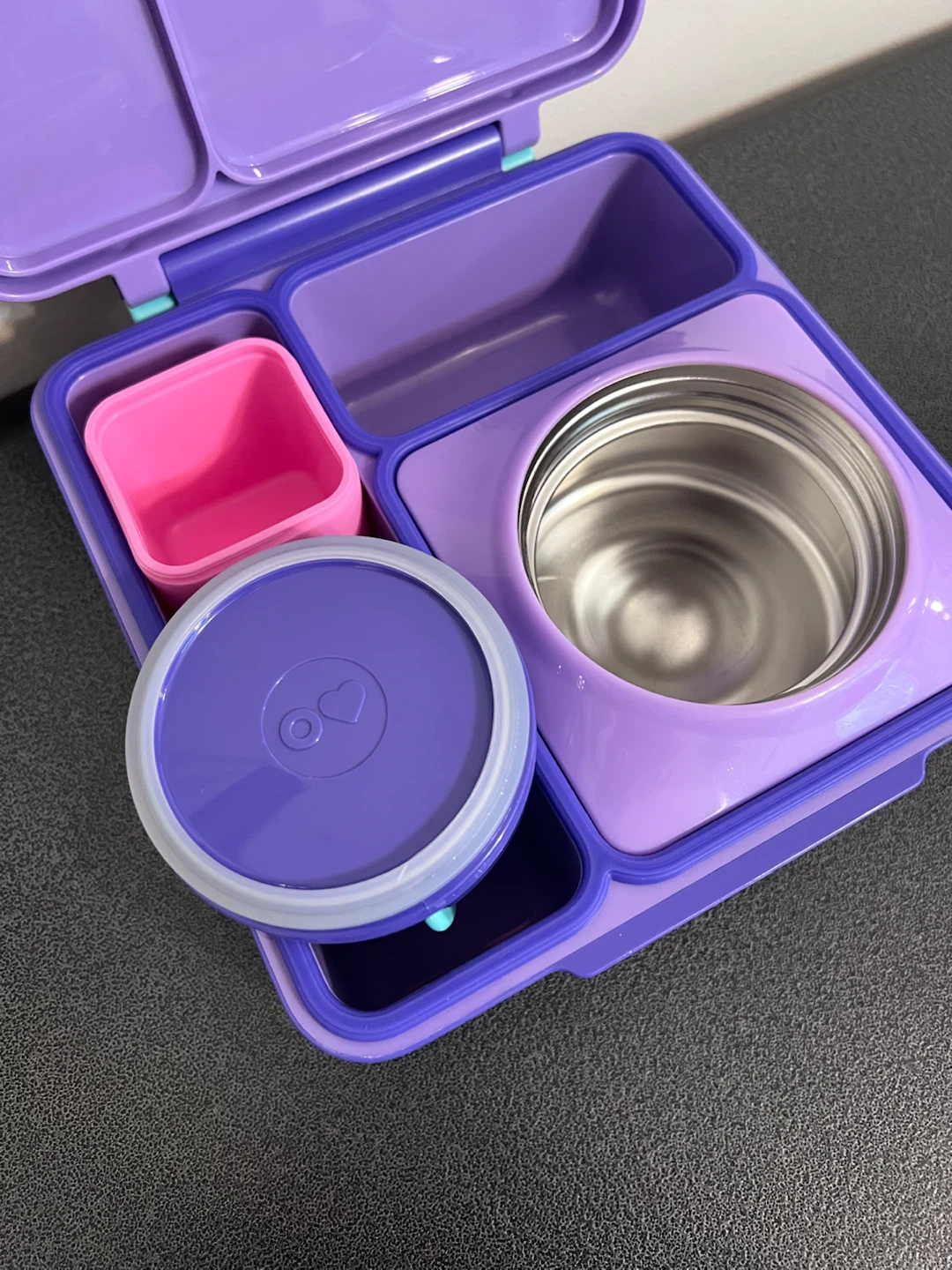 OmieBox Insulated Bento Lunch Box – Purple/Turquoise | Like New - photo 5