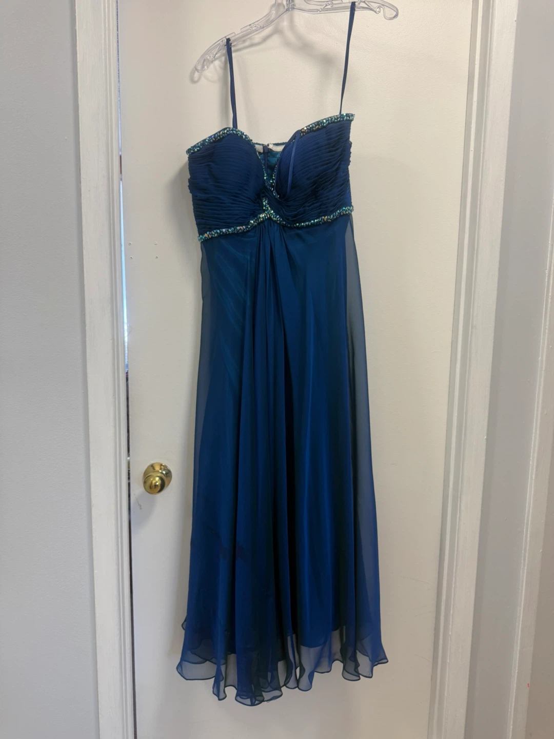 La Femme Beaded Chiffon Gown
