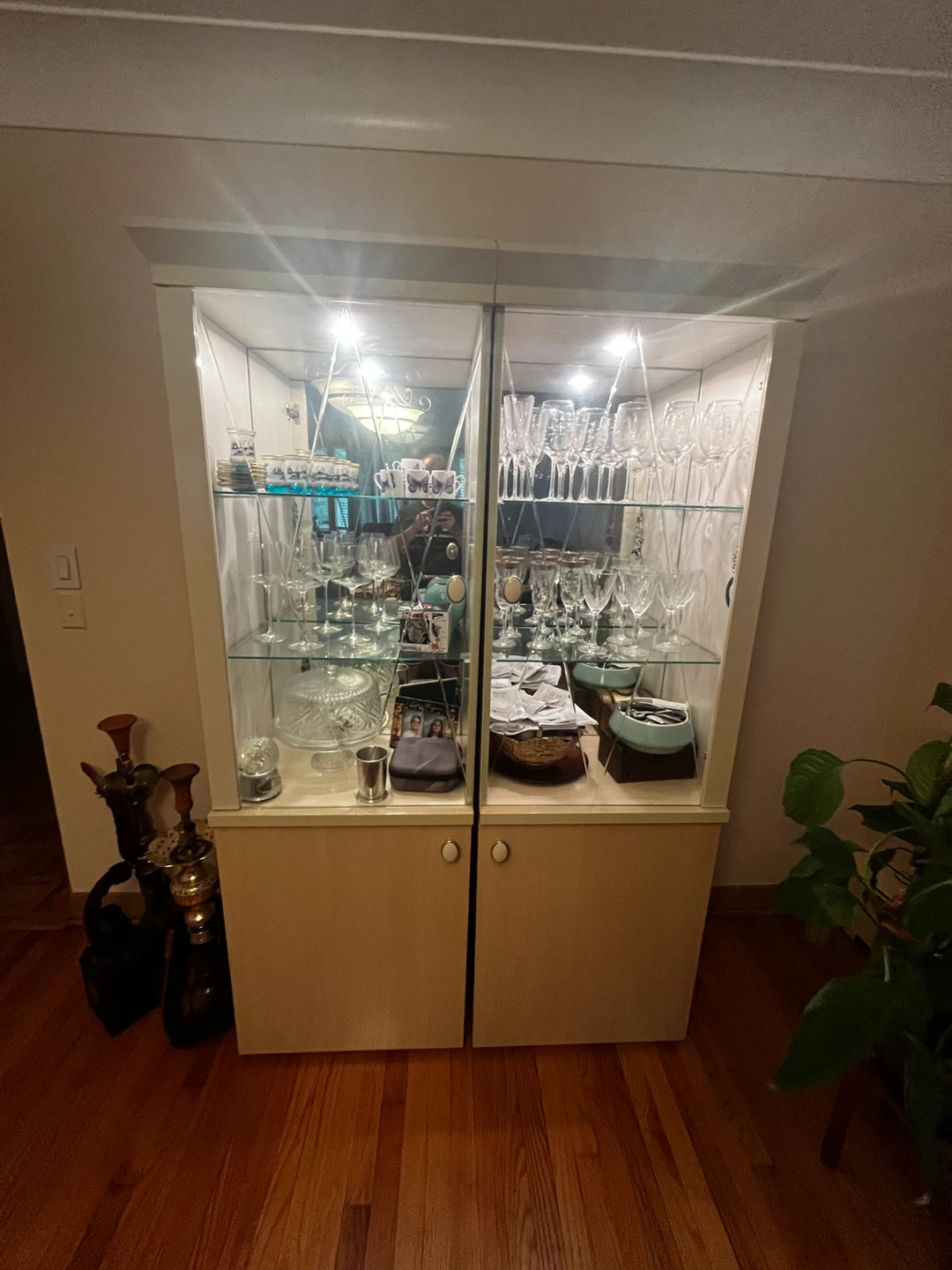 Mirrored Glass Display Cabinet with Shelving