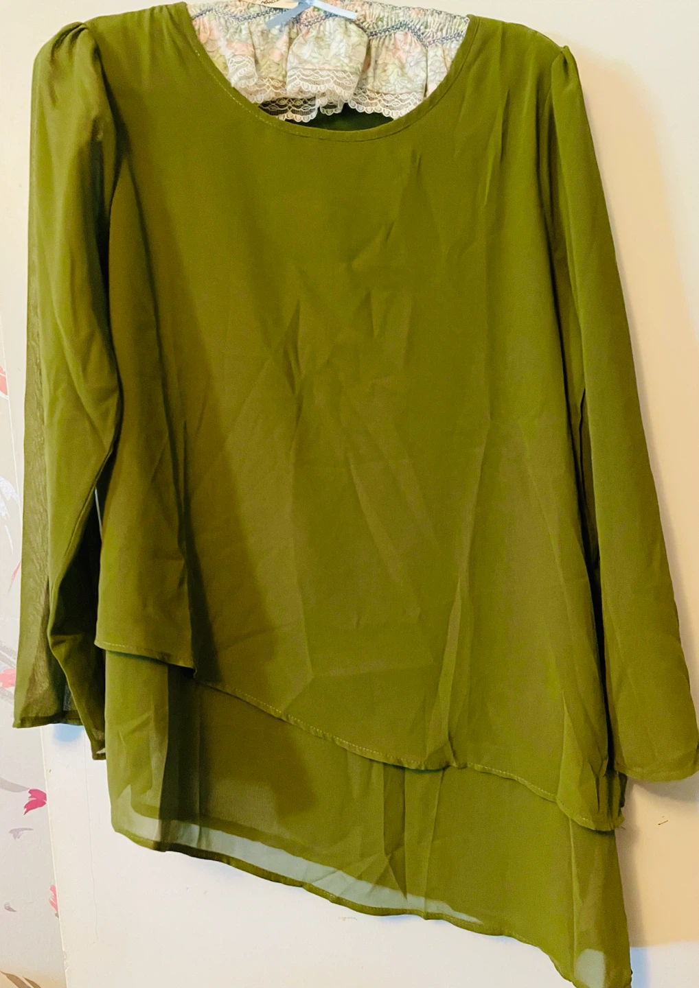 Olive Green Chiffon Blouse