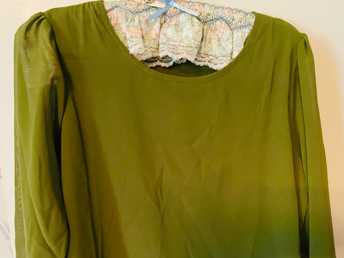 Olive Green Chiffon Blouse - photo 2