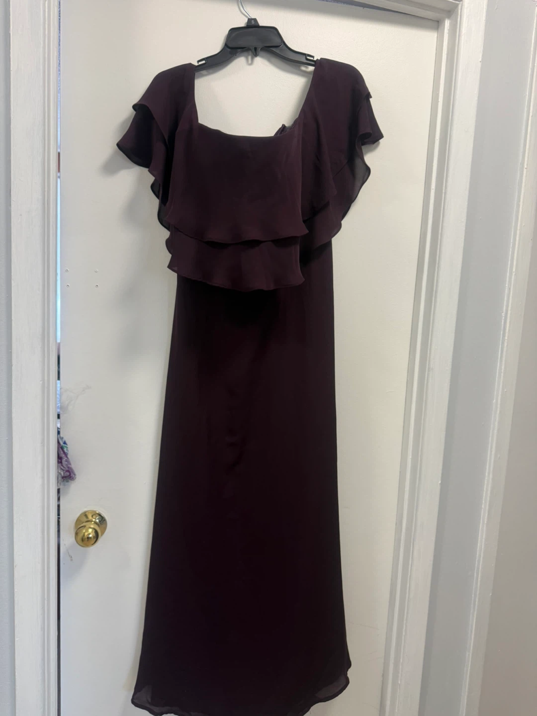 Calvin Klein Purple Chiffon Ruffle Maxi Dress