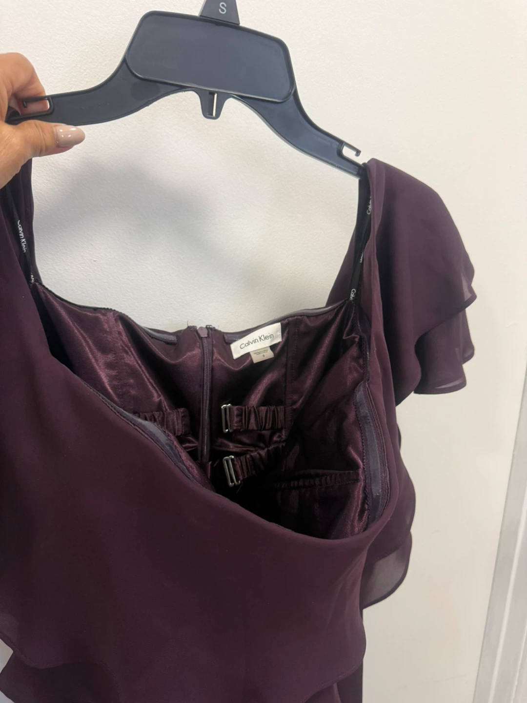 Calvin Klein Purple Chiffon Ruffle Maxi Dress - photo 2